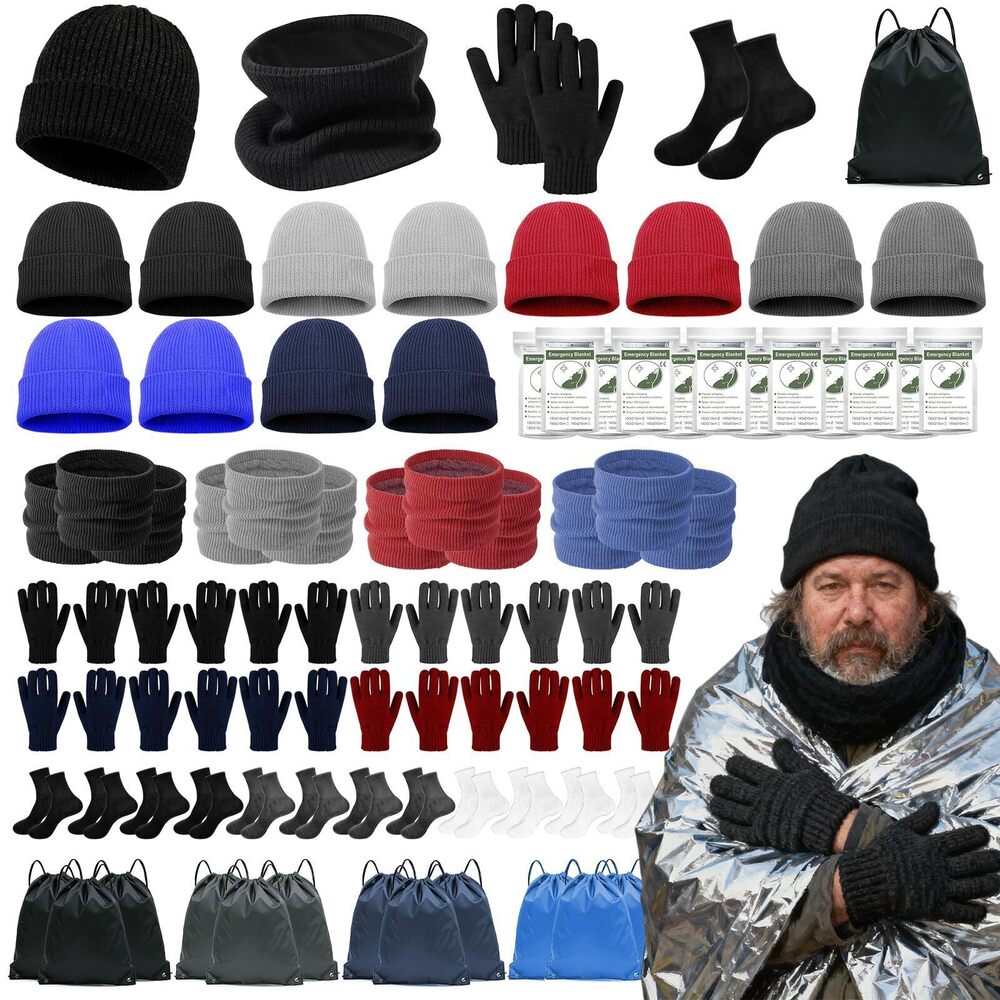 8108 72PCS Homeless Care Package Supplies Bulk,Bulk Gloves Hats Scarfs